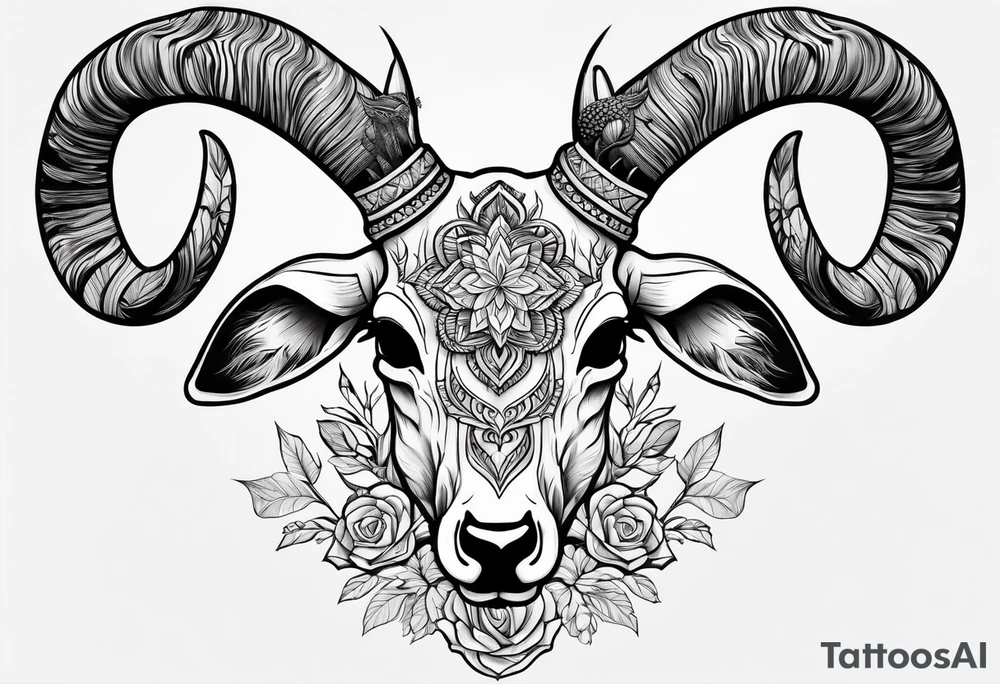 European mount mule deer skull tattoo idea