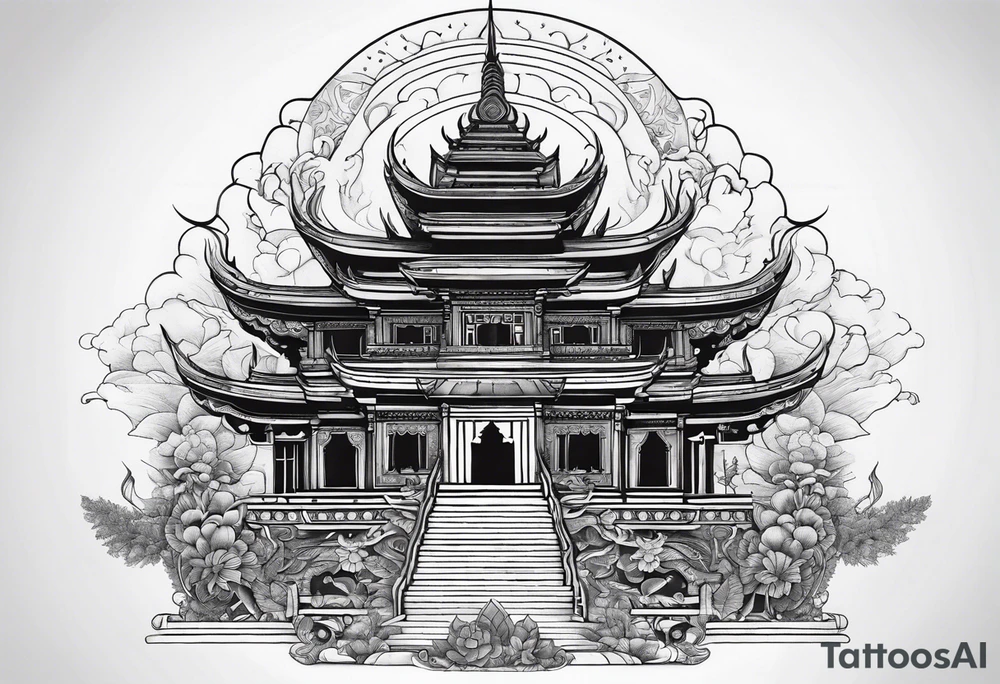 thai temple but minimalistic tattoo idea