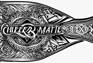 "Cheers Mate" text, armband +Celtic +grey Cancer Ribbon +tribal +artistic tattoo idea