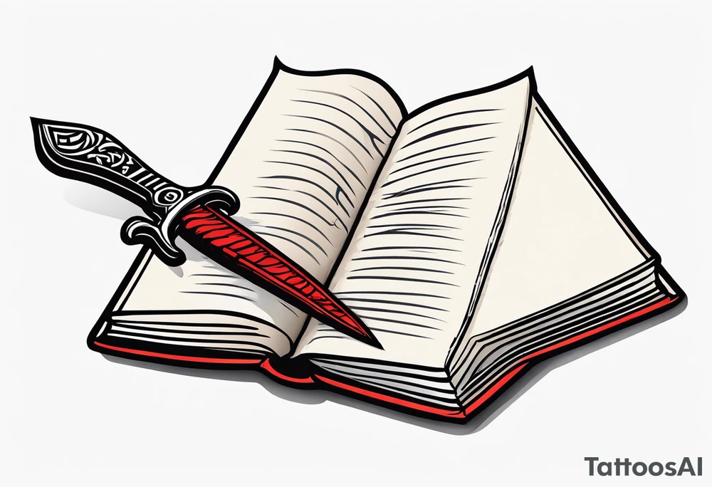 Book with dagger tattoo idea