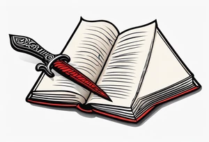 Book with dagger tattoo idea