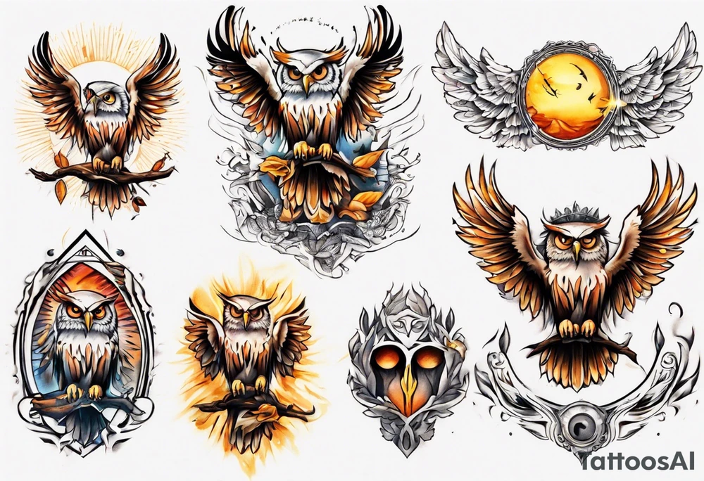 Sonne Eule tattoo idea