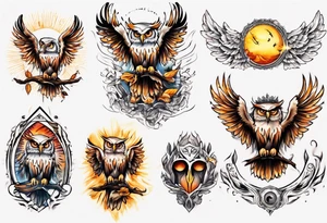 Sonne Eule tattoo idea