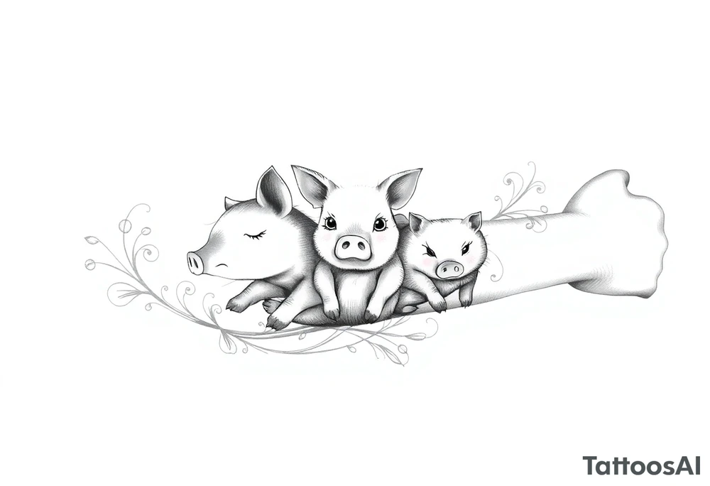 3 little piggy's hiding tattoo idea