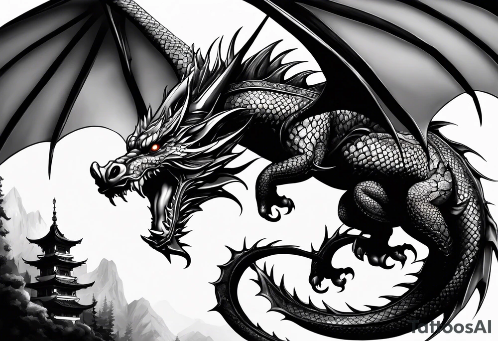 Ein Drache wo der ganze Körper zu sehen ist tattoo idea