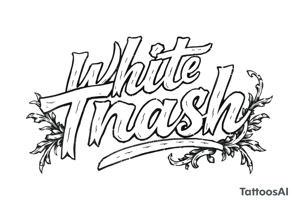 High Class White trash fancy cursive with flourish tattoo idea