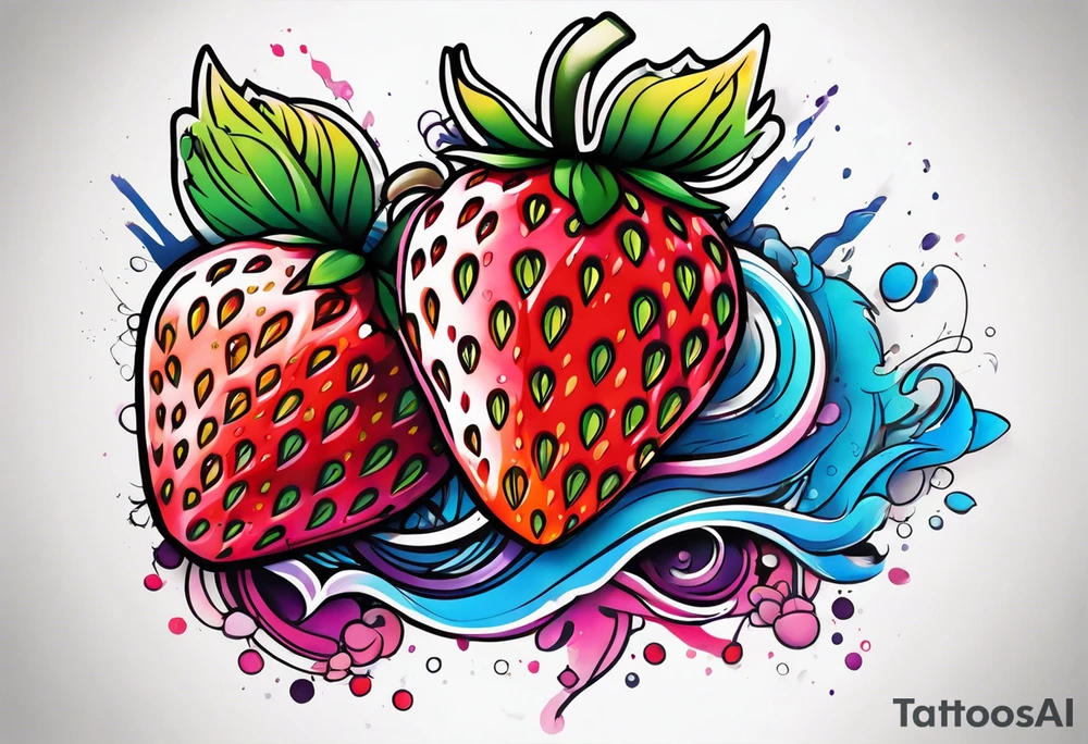 Graffiti Rainbow Strawberry tattoo idea