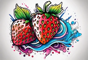 Graffiti Rainbow Strawberry tattoo idea