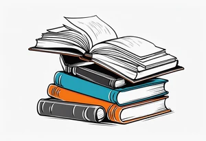 Open book on top of a stack of books tattoo idea