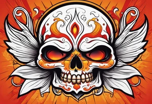 Ghost of skull that is red and orange tattoo idea