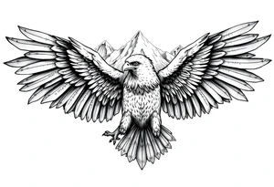 majestic eagle spreading wings against mountain peaks 

In the eagles wings put these names. 
Isabella 
joeseph
Anthony tattoo idea