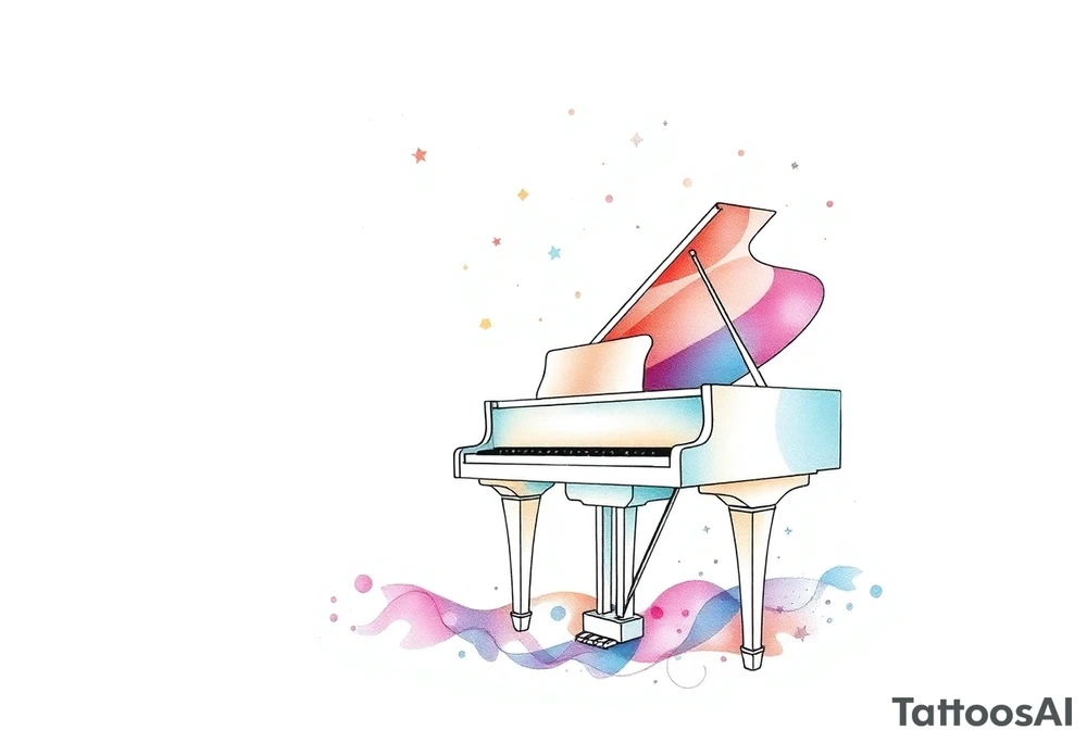 dreamy grand piano under the stars tattoo idea