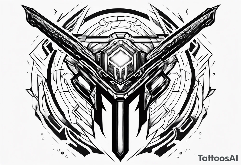 Halo video game tattoo with energy sword incorporated tattoo idea