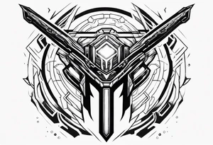 Halo video game tattoo with energy sword incorporated tattoo idea