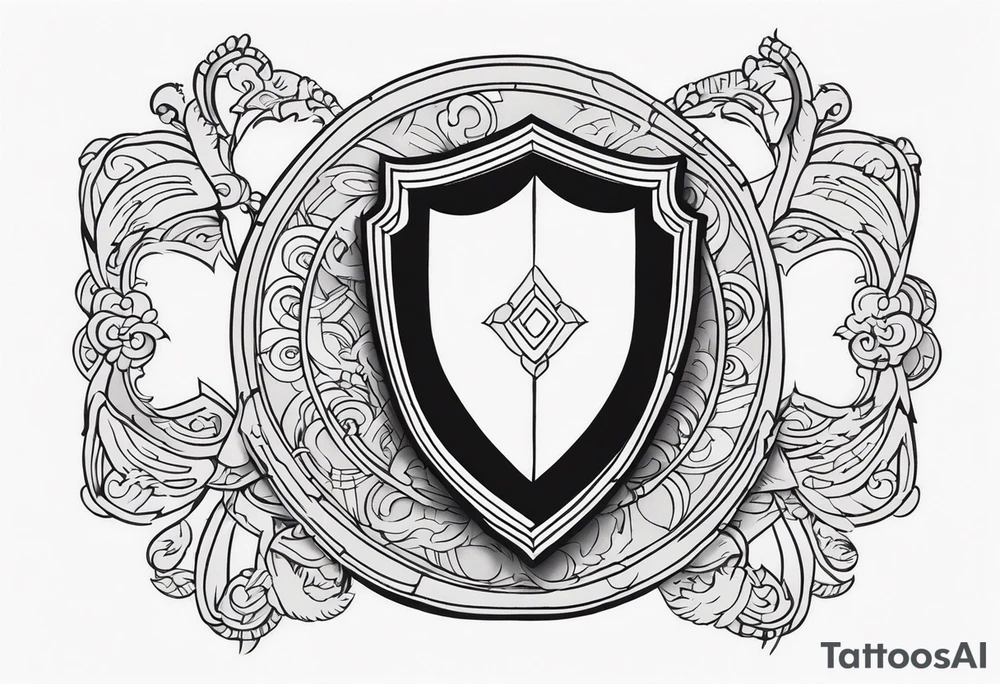 shadows inside a shield shape tattoo idea