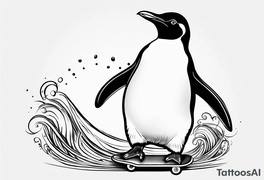 Fat penguin doing a kickflip tattoo idea