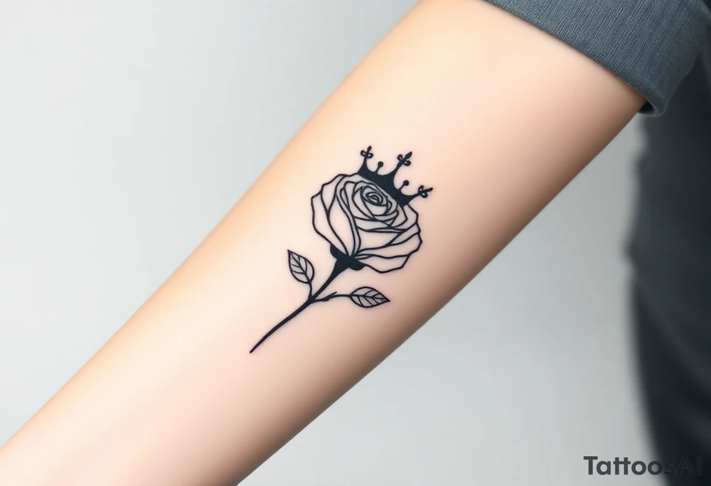 A rose with a kings crown ontop tattoo idea