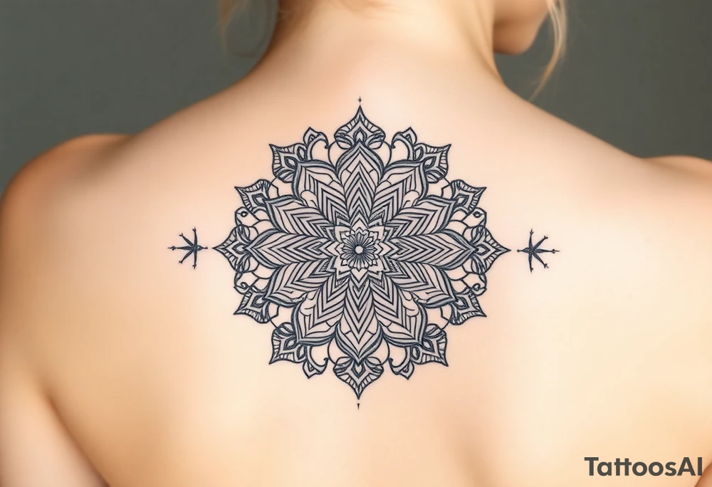 intricate mandala with sacred geometry and cosmic elements tattoo idea