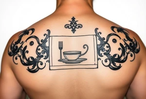 Old school hotel matchbook with fine china on the cover tattoo idea