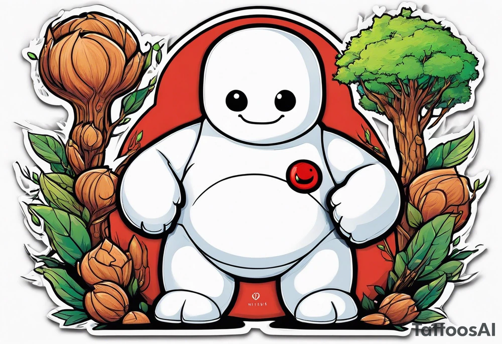 baymax beside groot tattoo idea