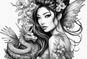 complete fairy nymph with dragon tattoo idea