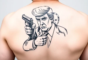 President Trump holding a gun to President Biden tattoo idea