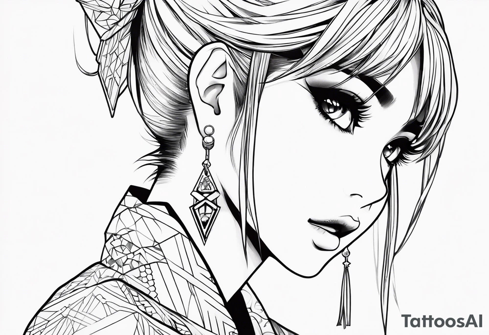 Cute anime girl tattoo on the arm tattoo idea