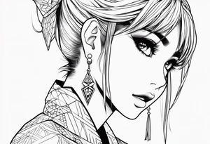 Cute anime girl tattoo on the arm tattoo idea