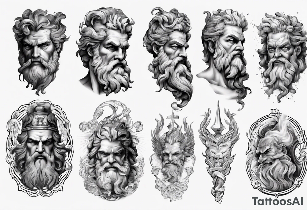greek zeus sleeve tattoo idea