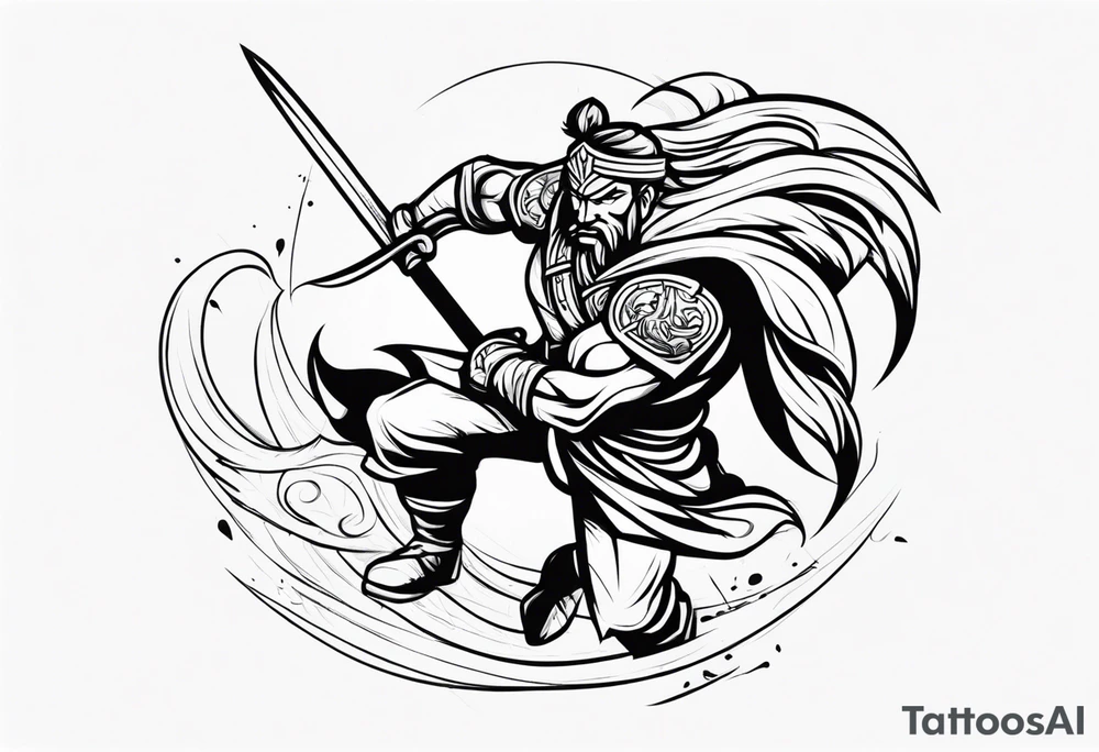 A warrio fighting by him self tattoo idea