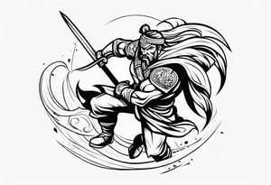 A warrio fighting by him self tattoo idea
