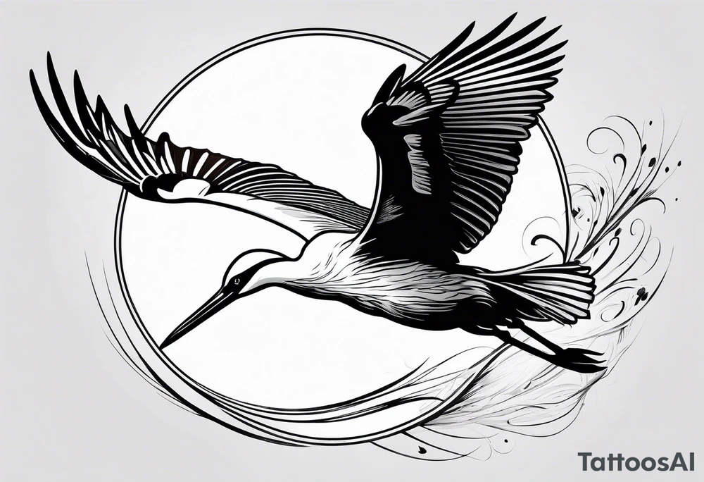 A flying stork tattoo idea