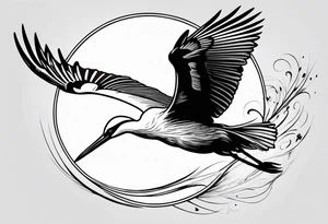 A flying stork tattoo idea