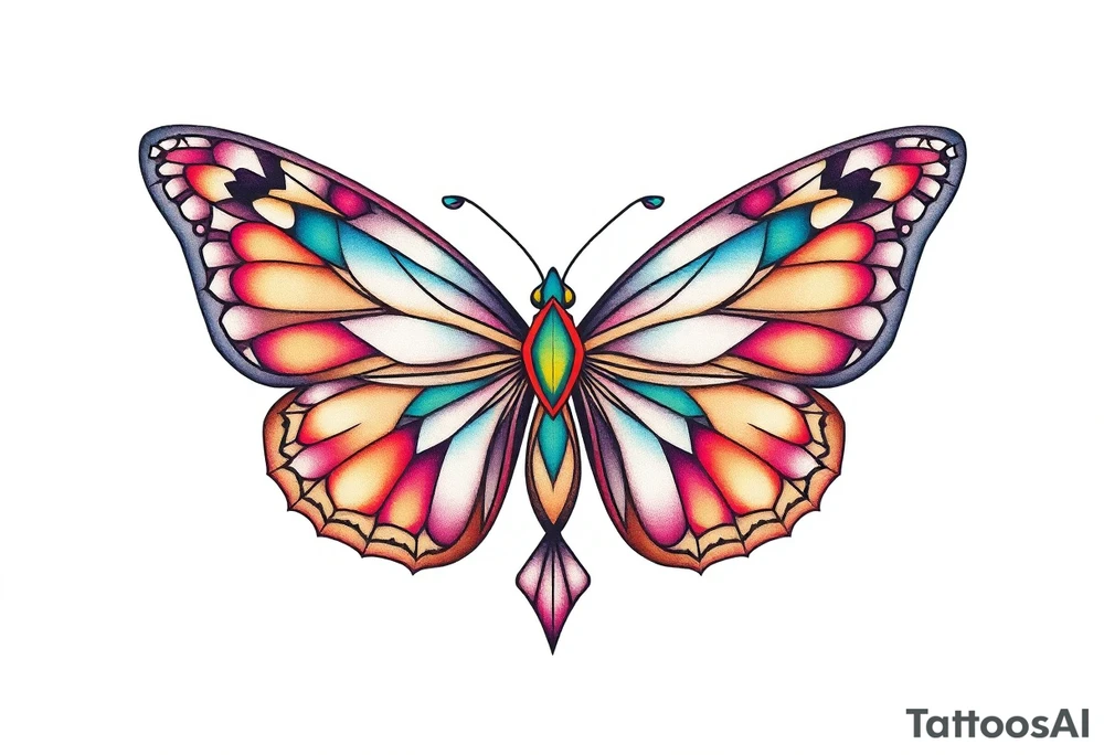 a geometric butterfly tattoo idea