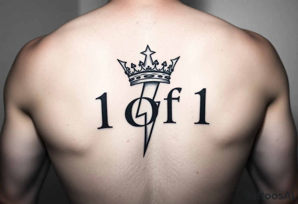 Back forearm I want it to say 1of1 with a crown above “of” with lightning shadow tattoo idea