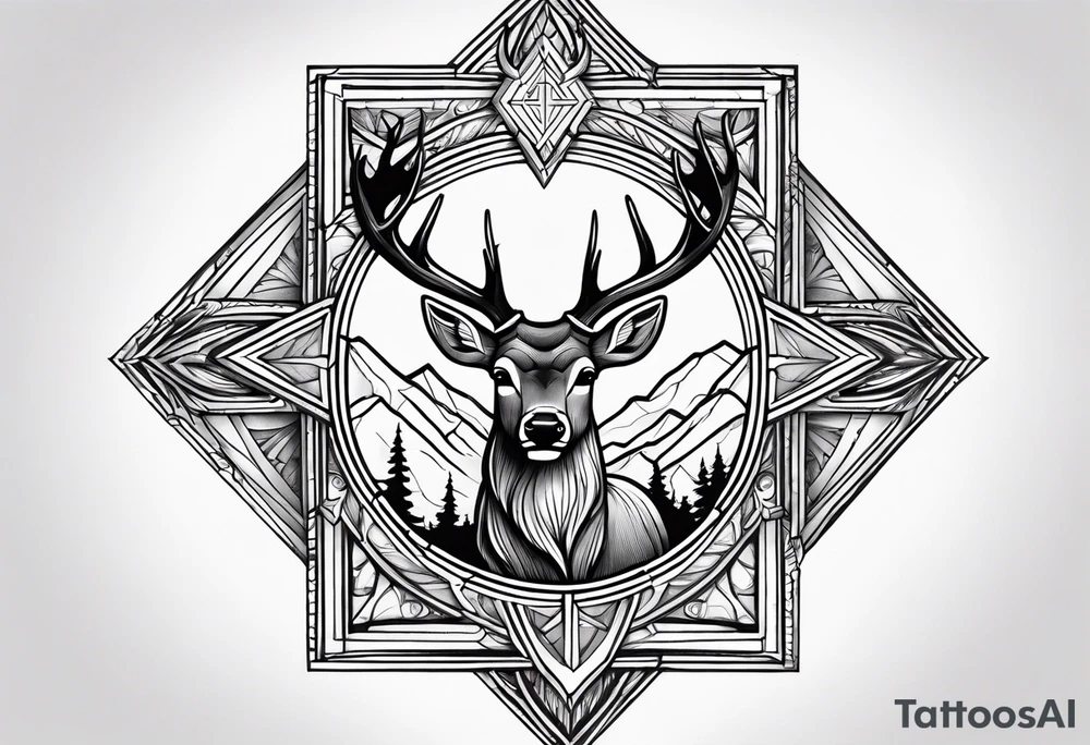 cross, deer, bible tattoo idea