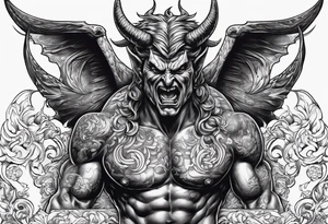 Satan knocked down on his back tattoo idea
