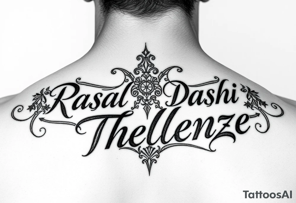 Combine the names rosela dashi and thellenze for a tattoo tattoo idea