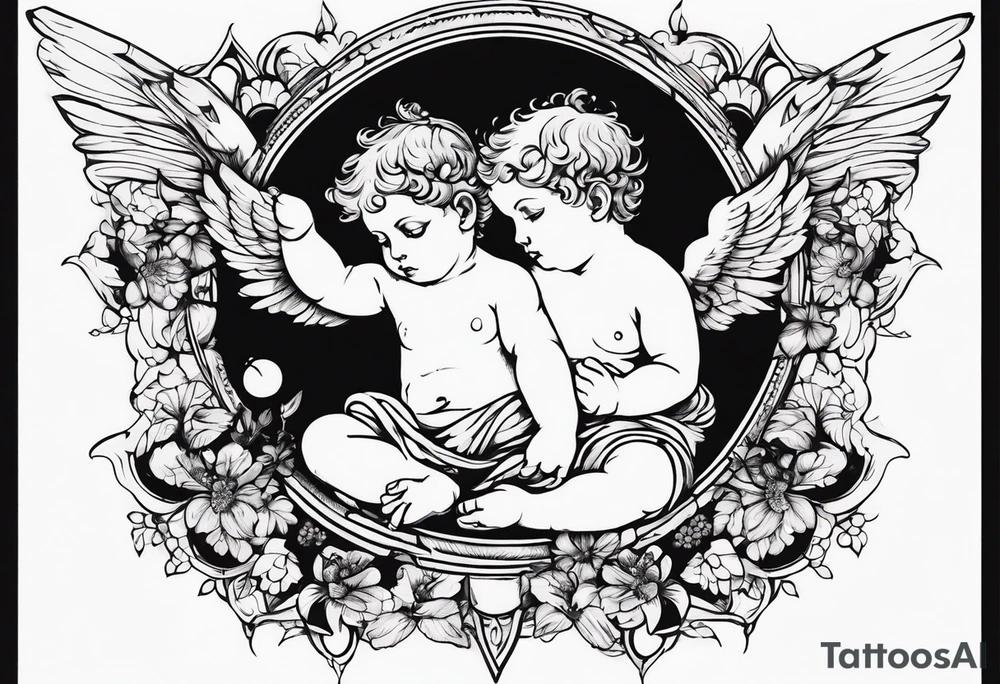 putto, no background tattoo idea