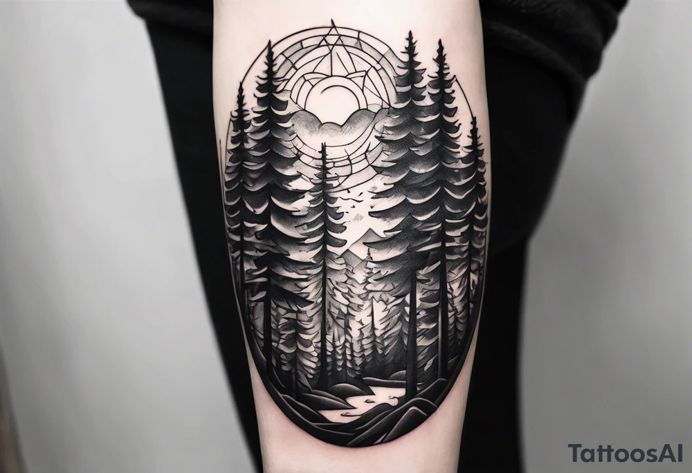 a simple forest on an arm tattoo idea