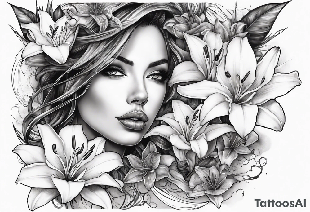 Thorns transitioning to lillies. Ocean. Albatross. Woman lips eyes smoke tattoo idea