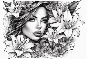 Thorns transitioning to lillies. Ocean. Albatross. Woman lips eyes smoke tattoo idea