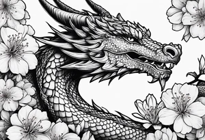 dragon with cherry blossom tattoo idea
