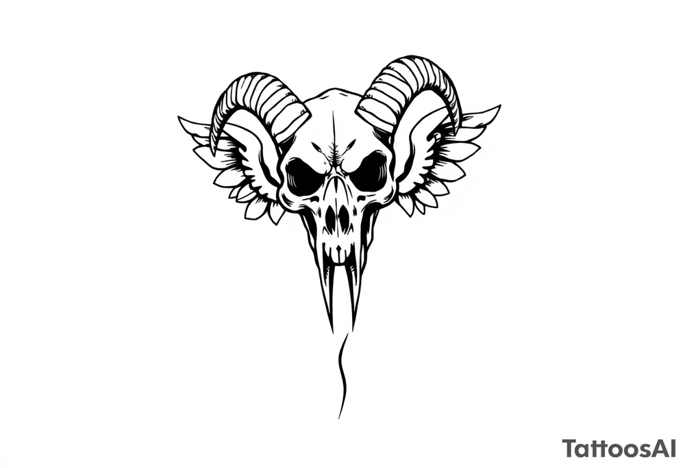 goat skull odd crying angel tattoo idea