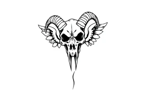 goat skull odd crying angel tattoo idea