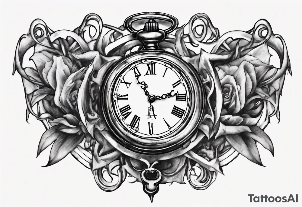 Roman numeral 4 highlighted on antient pocket watch tattoo idea