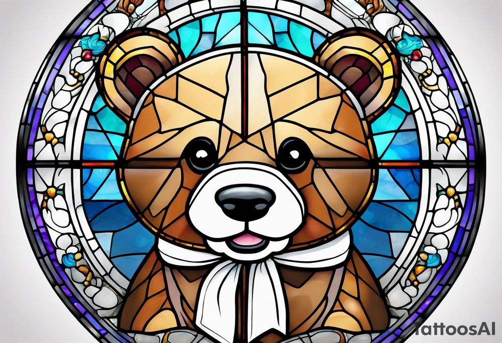 Stained glass Teddy bear tattoo idea