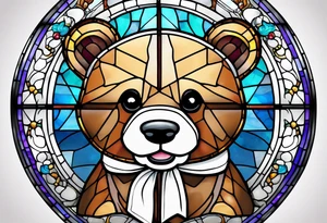 Stained glass Teddy bear tattoo idea
