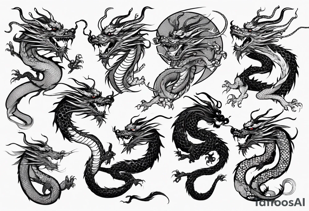 long chinese dragon with scales tattoo idea