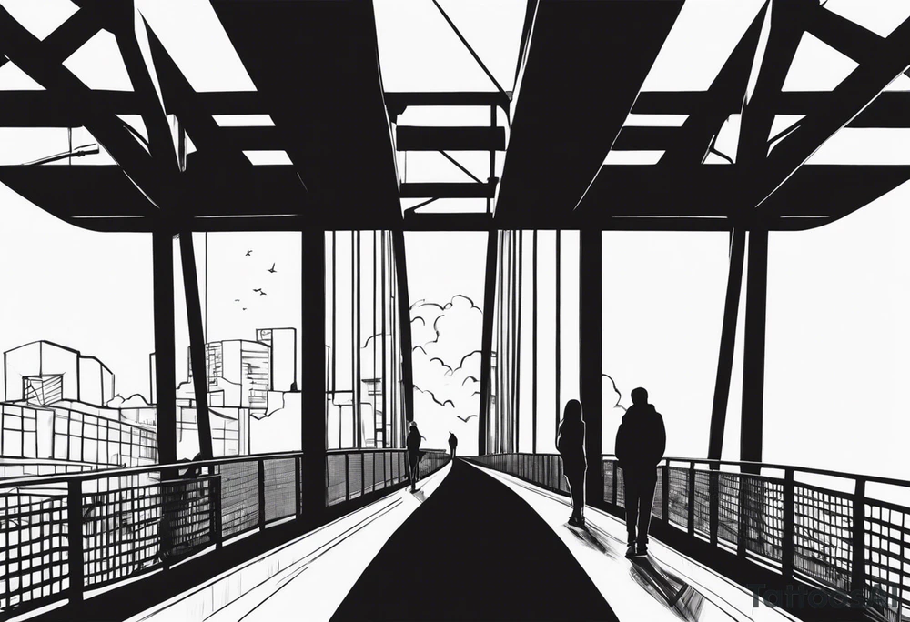two silhouettes on top of an overpass tattoo idea